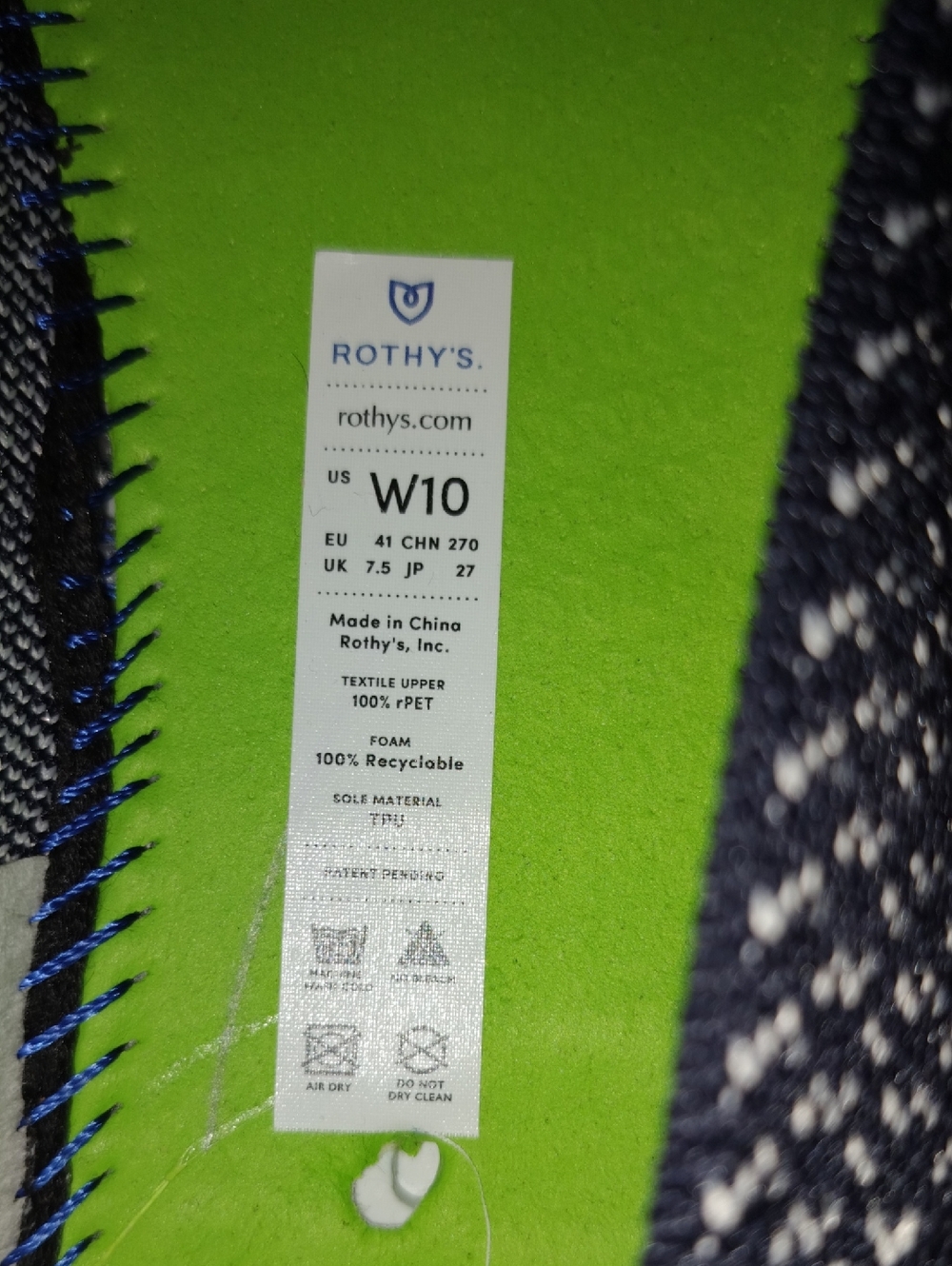 EUC Rothy's Gradient Navy and White Knit Slip-On Sneakers Red Stripe Detail - 10 - Picture 3 of 8